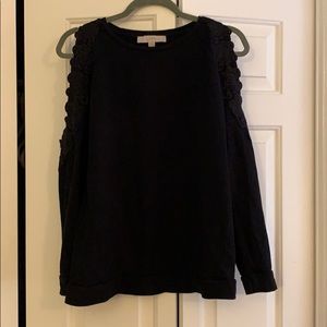 Black lightweight loft cold shoulder sweatshirt